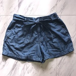 Gap Chambray Denim Paperbag Tie Shorts